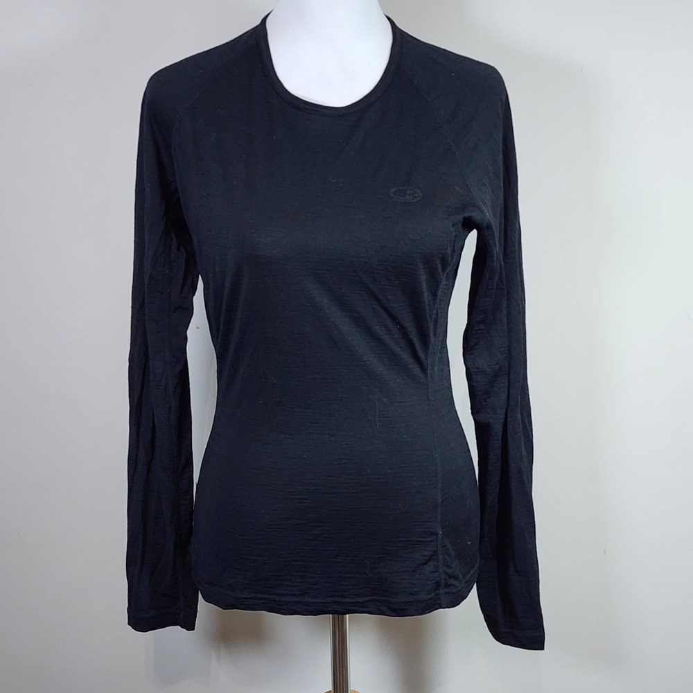 Icebreaker 150 Merino Wool Base Layer Womens Small Black Long Sleeve Hiking Core